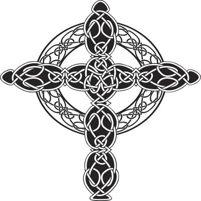 EW Designs Celtic Knot Cross and Circle Vinyl Decal Bumper Sticker (4" Tall)