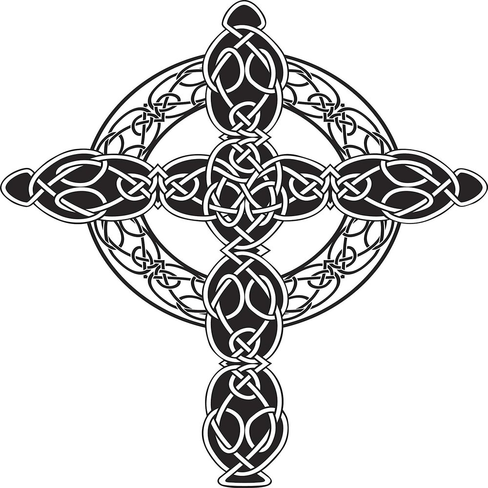 EW Designs Celtic Knot Cross and Circle Vinyl Decal Bumper Sticker (4" Tall)