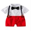 Abolai Baby Boy Summer Cotton Gentleman Long Sleeve Bowtie Romper Suspenders Shorts Outfit Set (6-12month, Style2 Red) view 1