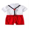 Abolai Baby Boy Summer Cotton Gentleman Long Sleeve Bowtie Romper Suspenders Shorts Outfit Set (6-12month, Style2 Red) view 2