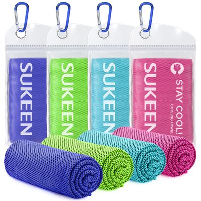 Sukeen 4 Pack Cooling Towels (40"x12"),Ice Towel,Soft Breathable Chilly Towel,Microfiber Towel for Yoga,Sport,Running,Gym,Workout,Camping,Fitness,Workout & More Activities