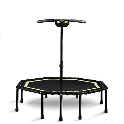JOKABUN Gym Special Trampoline Structure Super Stable Octagonal Fitness Trampoline 48 inch Elastic Rope Mute Bounce Bed with armrests Four Gear Adjustment (Fluorescent Green)