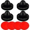 ONE250 Air Hockey Pushers and Red Air Hockey Pucks, Goal Handles Paddles Replacement Accessories for Game Tables (4 Striker, 4 Puck Pack) (Black) view 1
