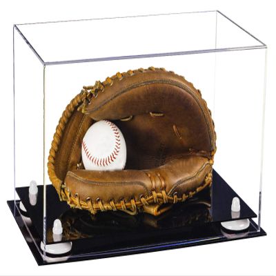 Better Display Cases Clear Acrylic Baseball Catchers Glove Display Case with White Risers (A011/V16)