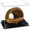 Better Display Cases Clear Acrylic Baseball Catchers Glove Display Case with Green Risers (A011/V16) view 1