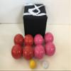 BuyBocceBalls Listing - Unique Bocce Set - 107mm with Pink and Red Balls, Black Bag view 2
