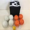 BuyBocceBalls Listing - Unique Bocce Set - 107mm with Orange and White Balls, Black Bag view 2