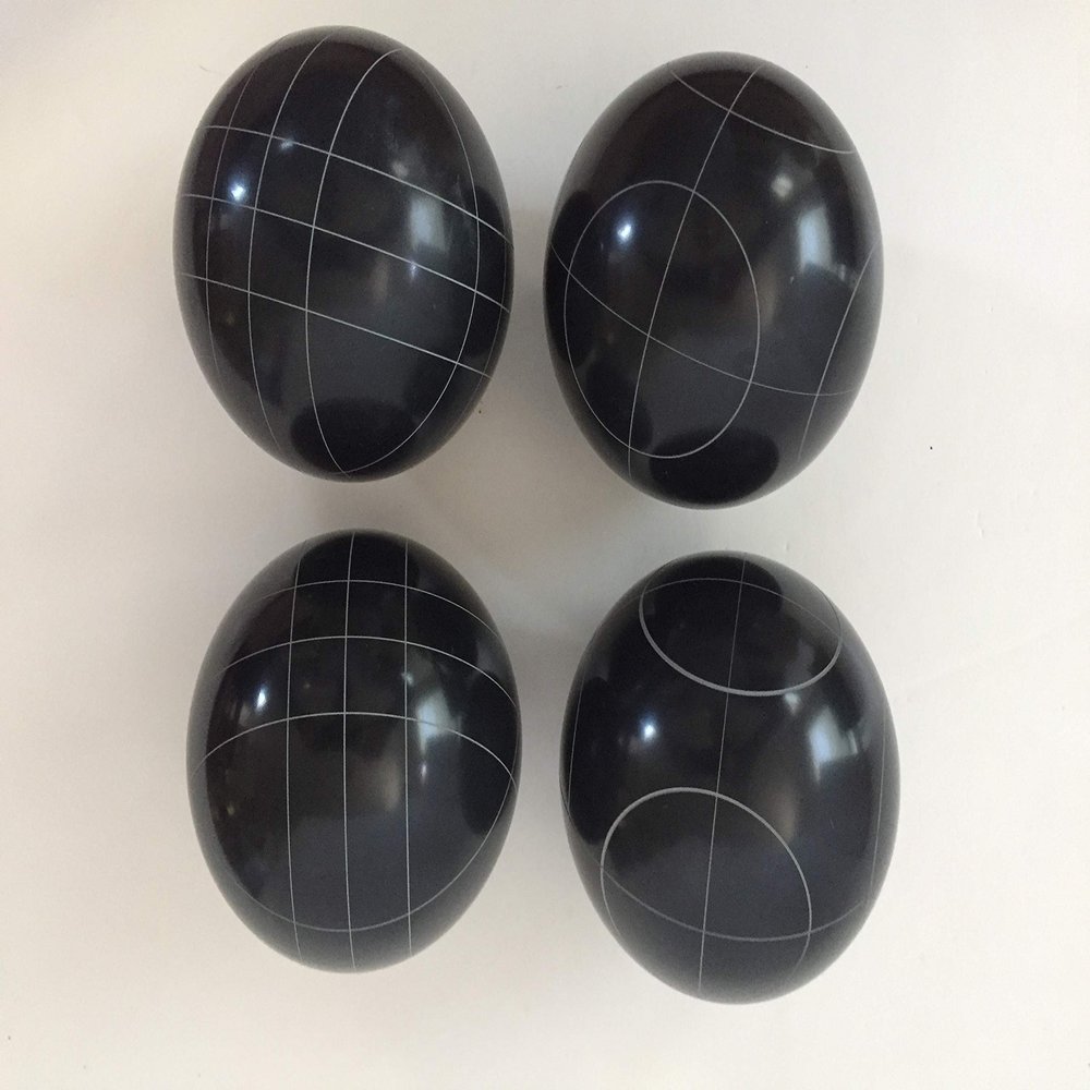 BuyBocceBalls Listing - Pack of 4-107mm Bocce Balls (5 of 8) - Black with 2 Different Scoring Patterns