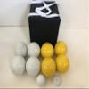 BuyBocceBalls Listing - Unique Bocce Set - 107mm with White and Yellow Balls, Black Bag view 2