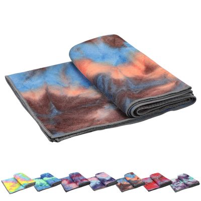 Yoga Towels , Non Slip Hot Yoga Towel Skidless Waffle Texture, 100% Absorbent Odorless Microfiber Yoga Blanket, Standard Sized 24 x72 in Mat Towel,for Hot Yoga, Bikram, Pilates ( Blue & Grey)1