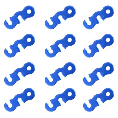 Azarxis Aluminum Alloy Paracord Tensioners Rope Adjuster, Ultralight Strong Tent Guyline Cord Adjuster Wind Rope Buckle (Blue (Three-Hole Shape) - 12 Pack)