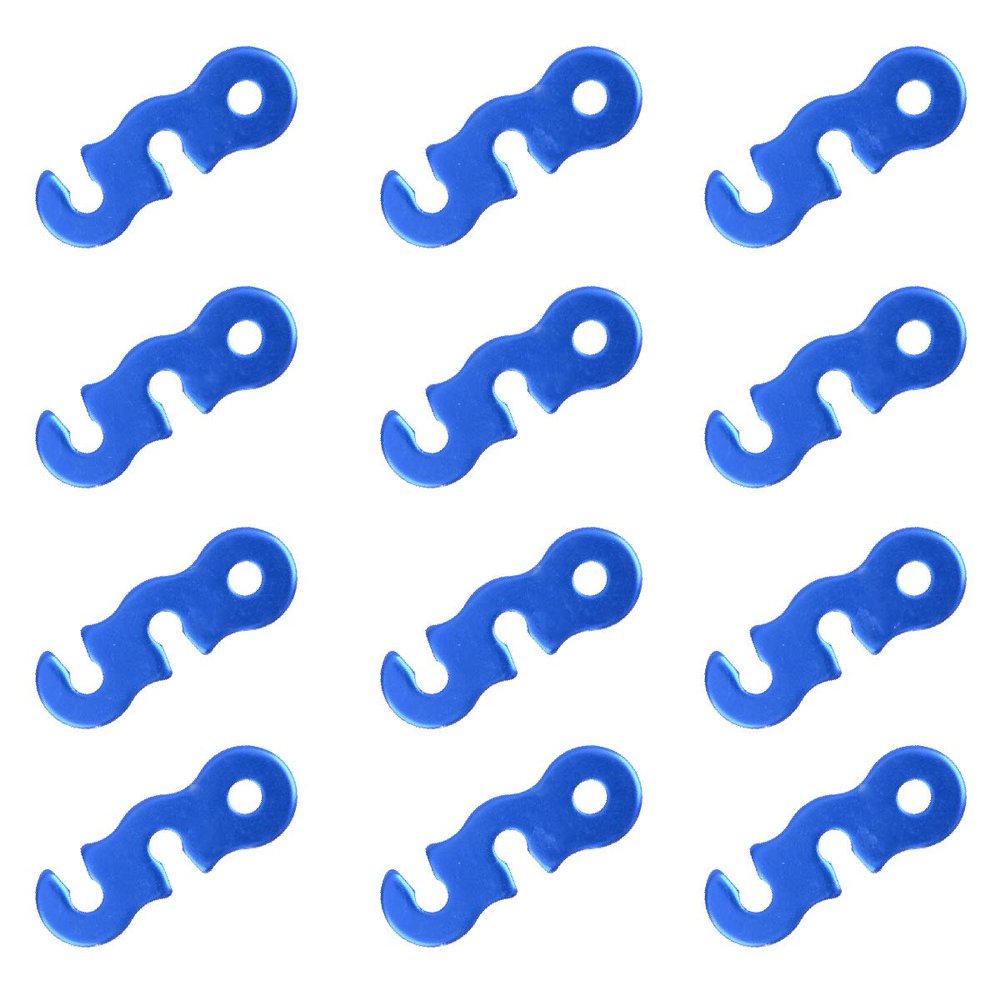Azarxis Aluminum Alloy Paracord Tensioners Rope Adjuster, Ultralight Strong Tent Guyline Cord Adjuster Wind Rope Buckle (Blue (Three-Hole Shape) - 12 Pack)