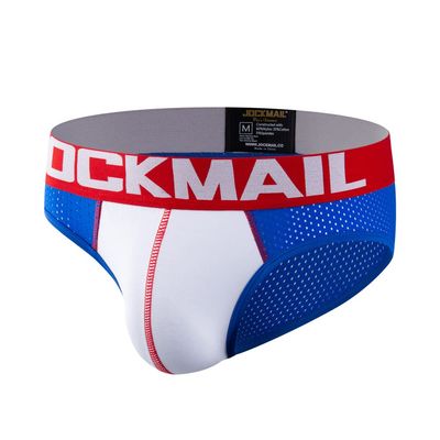 JOCKMAIL Low Rise Mens Sexy Underwear Mesh Breathable Sexy Men Briefs Male Panties for Men (L, Blue)