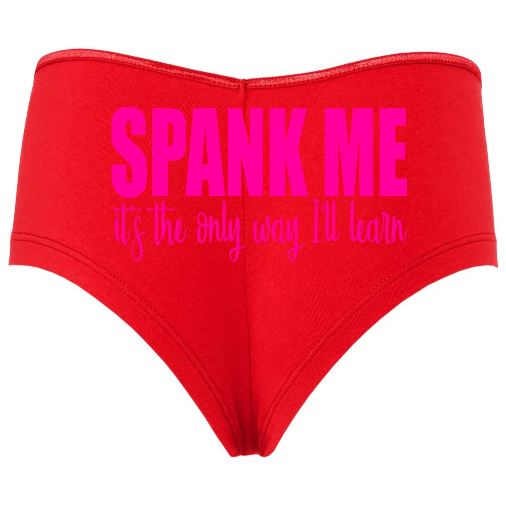 Knaughty Knickers Spank Me Its The Only Way I Will Learn I'll Red Boyshort BDSM