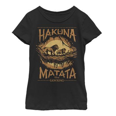 Disney Girl's Savanna Poster T-Shirt, Black, X-Large