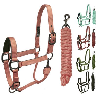 Derby Originals Desert Rose Collection Blackout Reflective Safety Stable Horse Halters with Matching Lead Ropes