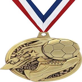 Crown Awards Custom Soccer Medals, 2" Soccer Medal with Free Neck Ribbon and 4 Lines of Engraving Included 50 Pack