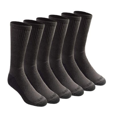 Dickies Men's Dri-Tech Essential Moisture Control Crew Socks Multipack, Charcoal (6 Pairs), X-Large