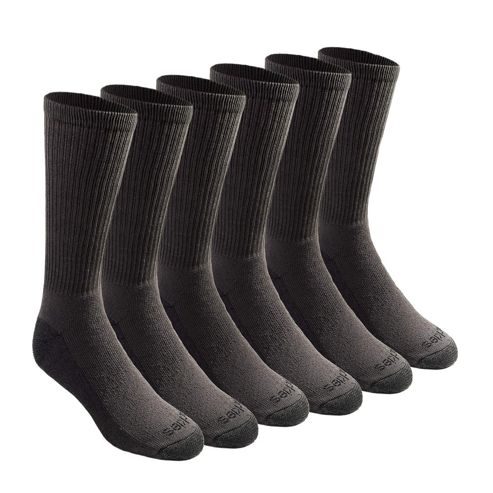 Dickies Men's Dri-Tech Essential Moisture Control Crew Socks Multipack, Charcoal (6 Pairs), X-Large