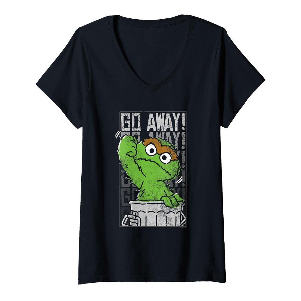 Womens Sesame Street Oscar the Grouch Go Away V-Neck T-Shirt