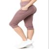 YELETE Side Pocket Performance Capri Leggings Smoky Mauve Color Size M view 2