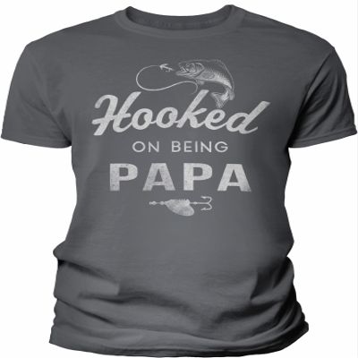 Hooked On Being Papa - Funny Papa Fishing Shirt for Men - F/Charcoal-4X