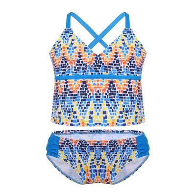 Alvivi Big Girls' Youth Girls 2 Piece Strappy Back Bikini Swimsuit Bathing Suit Top with Swim Briefs Blue 5-6