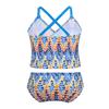 Alvivi Big Girls' Youth Girls 2 Piece Strappy Back Bikini Swimsuit Bathing Suit Top with Swim Briefs Blue 5-6 view 2