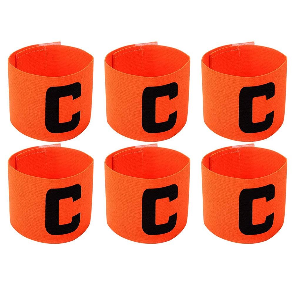 Onwon 6 Pieces Elastic Soccer Captain Armband Adjustable Football Basketball Player Bands for Adult Youth (Orange)