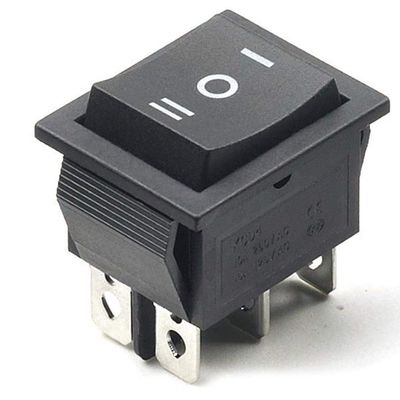 10PCS 31X25MM 6 Pin DPDT ON-Off-ON 3 Position Boat Rocker Switch 15A/250V 20A/125V AC Black