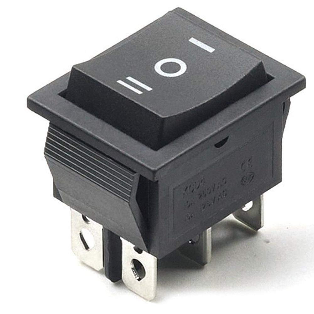 10PCS 31X25MM 6 Pin DPDT ON-Off-ON 3 Position Boat Rocker Switch 15A/250V 20A/125V AC Black