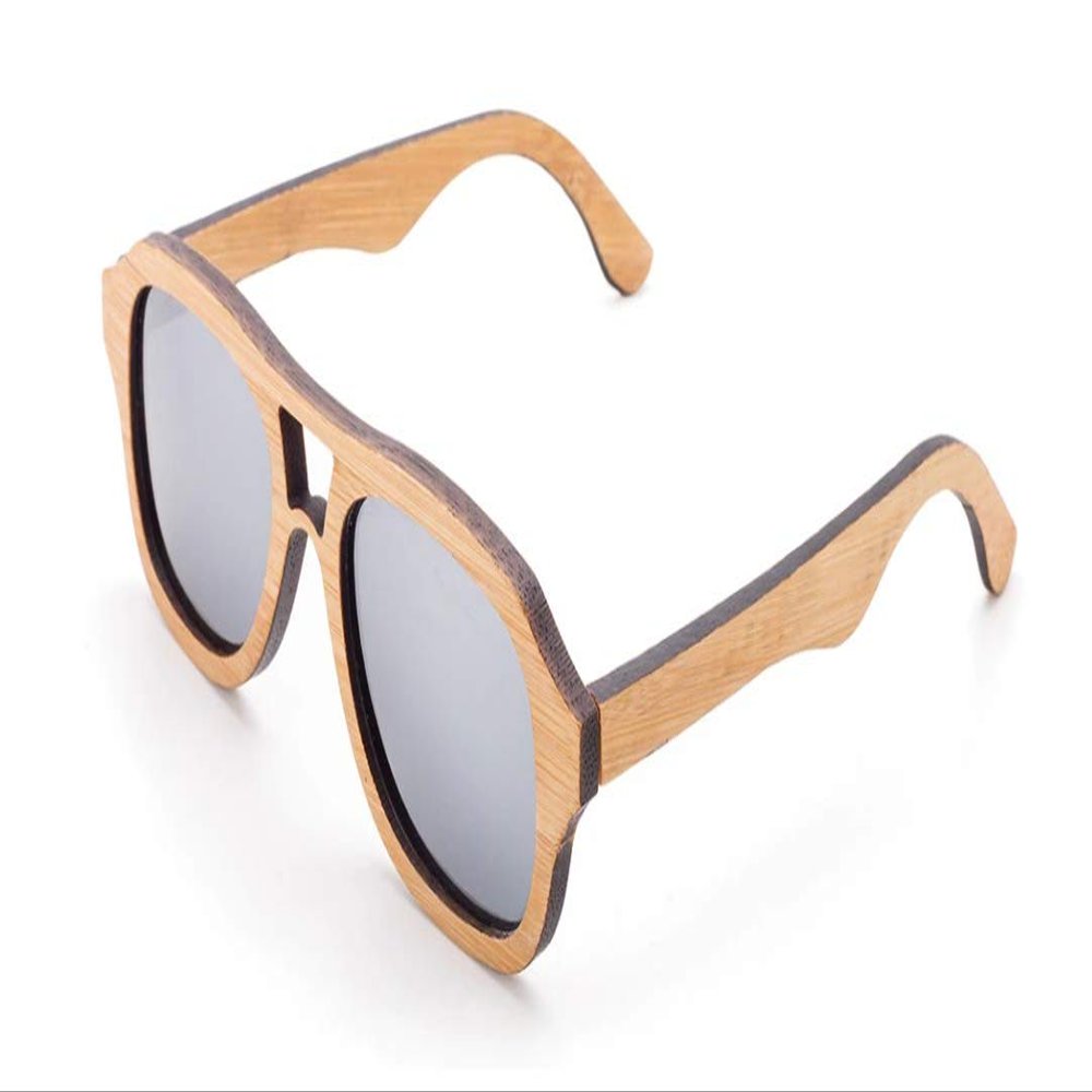 Kid Sunglasses Boy Polarized Bamboo Sunglasses UV400 Protection Silver Kid Sunglasses Girl Polarized