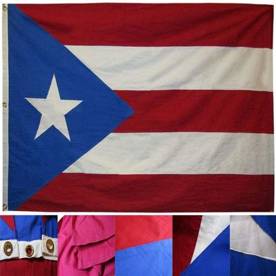 MWS 4x6 ft Puerto Rico Royal Blue 100% Cotton Flag 4'x6' Banner Grommets Embroidered