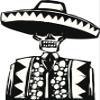 EW Designs Traditional Mexican Skeleton with Sombrero Black White Vinyl Decal Bumper Sticker Two in One Pack (4 Inches Tall) view 1