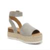 Soda Topic Open Toe Buckle Ankle Strap Espadrilles Flatform Wedge Casual Sandal (Dove Grey, 6.5) view 4