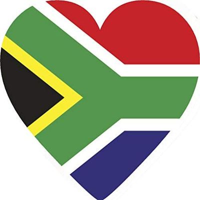 EW Designs Heart Shaped Country Flag Cartoon Vinyl Decal Bumper Sticker (4" Wide, South Africa)