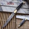 5 Pieces Laguiole Folding Damascus Steel Knife, Red, Blue, White, Black & Brown 5 Scale Colors with Brass Bolster. Cow Hide Leather Sheath Included view 3