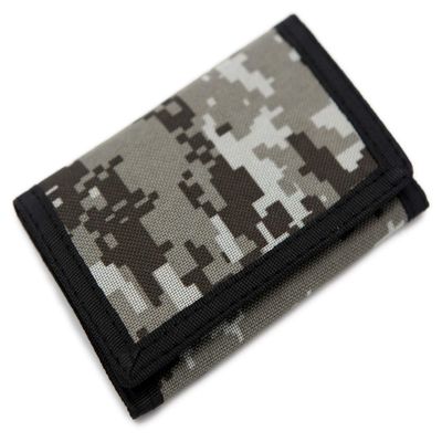 RFID Trifold Canvas Outdoor Sports Wallet for Kids - Front Pocket Wallet with Magic Sticker (Digital Beige)