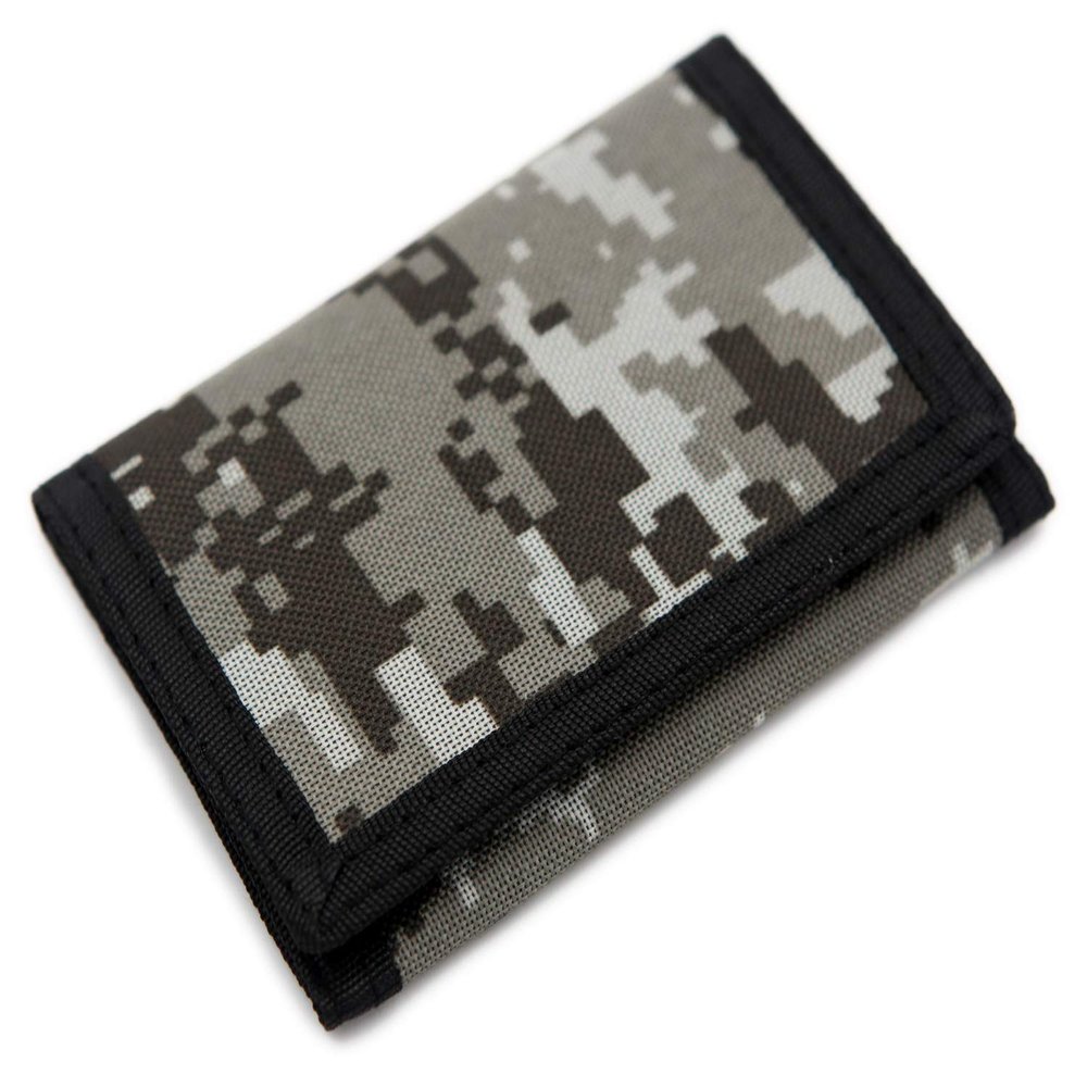 RFID Trifold Canvas Outdoor Sports Wallet for Kids - Front Pocket Wallet with Magic Sticker (Digital Beige)