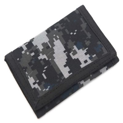 RFID Trifold Canvas Outdoor Sports Wallet for Kids - Front Pocket Wallet with Magic Sticker (Digital Gray)