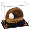 Better Display Cases Clear Acrylic Baseball Catchers Glove Display Case with Orange Risers (A011/V16) view 1