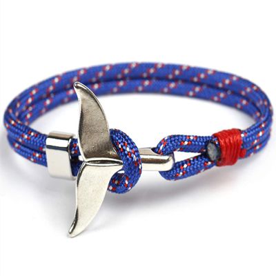 Unisex Nylon Paracord Rope Whale Tail Bracelet for Men and Women 8 Inches (Sapphire Blue)