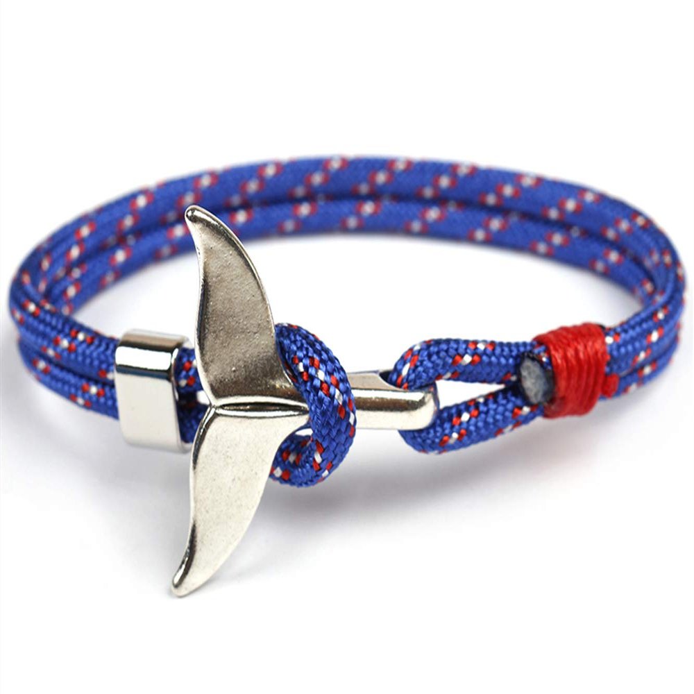 Unisex Nylon Paracord Rope Whale Tail Bracelet for Men and Women 8 Inches (Sapphire Blue)