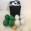 BuyBocceBalls Listing - Unique Bocce Set - 107mm with Green and White Balls, Black Bag view 2