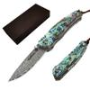 ALBATROSS Folding Pocket Knife - 6.5" Damascus Steel Blade with Abalone Seashell Handle, Handcrafted 71-Layer Modern Knife with Liner Lock System, Luxury Gift Box - HGDK015B view 1