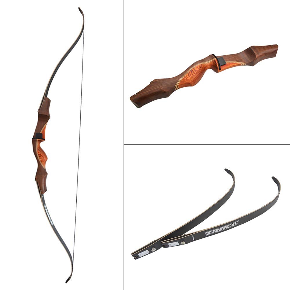 ZSHJGJR 60" Recurve Bow Takedown Longbow Traditional Archery Bow Wooden Riser Right Hand for Adult Outdoor Hunting Shooting Target Practice (30lbs)