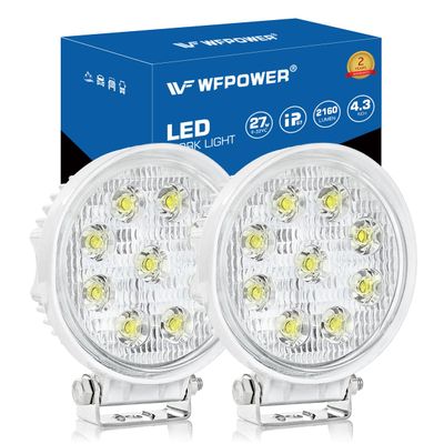 WFPOWER Boat Light 2 Pack, LED Marine Spotlights Waterproof, Deck Dock Flood Light Work Light for Boat Accessories Pontoon Fishing Truck SUV Off-road 12V Round White