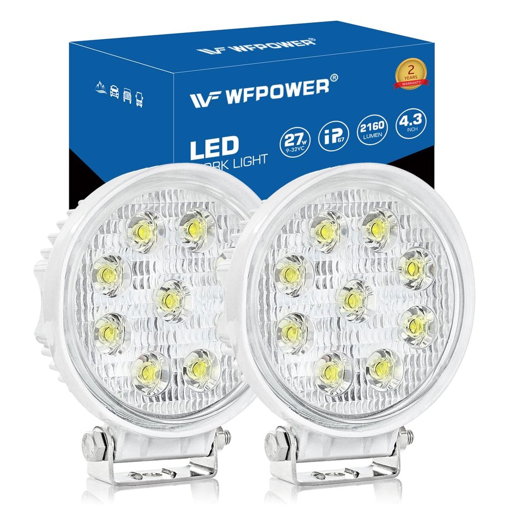 WFPOWER Boat Light 2 Pack, LED Marine Spotlights Waterproof, Deck Dock Flood Light Work Light for Boat Accessories Pontoon Fishing Truck SUV Off-road 12V Round White