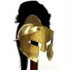 Medieval Brass Antique Spartan Helmet with Black Plume Halloween Costume view 1