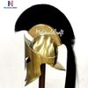 Medieval Brass Antique Spartan Helmet with Black Plume Halloween Costume view 2